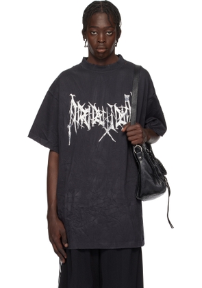 Balenciaga Black Metal Logo Oversized T-shirt
