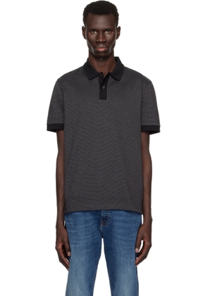 BOSS Black & Gray Mercerised-Cotton Micro Pattern Polo