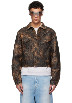 Acne Studios Brown Distressed Monogram Denim Jacket