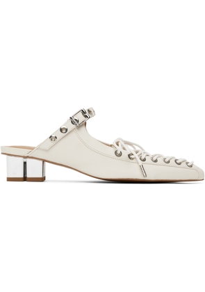 GANNI Off-White Lace-Up Mules