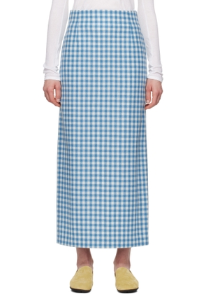 AURALEE Blue & White Airy Smooth Cashmere Maxi Skirt
