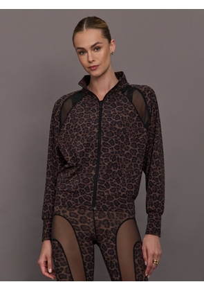 Carbon38 Full Zip Run Jacket W/ Mesh In Melt - Leopard Print - Size M