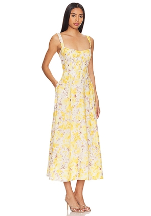 Bardot Lilah Corset Midi Dress in Yellow. Size 10. Also in 12, 2, 4, 6, 8.