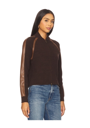Central Park West Atlas Raglan Zip Up Jacket in Chocolate. Size L. Also in M, S, XS.