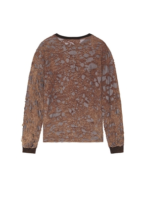 Diesel T-Overt Long Sleeve Tee in Brown. Size L. Also in M, S, XL/1X, XXL/2X.