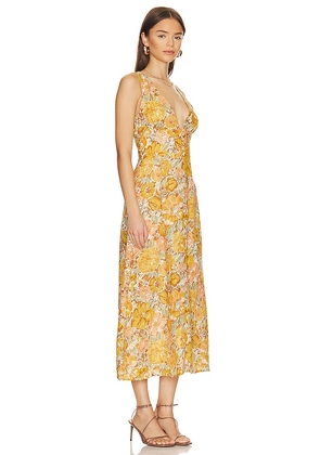 FAITHFULL THE BRAND Venere Midi Dress in Mustard. Size XL. Also in XS.