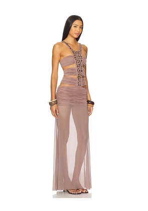 Jaded London Hadassa Hand-Beaded Maxi Dress in Purple. Size 0. Also in 10, 12, 2, 4, 6, 8.