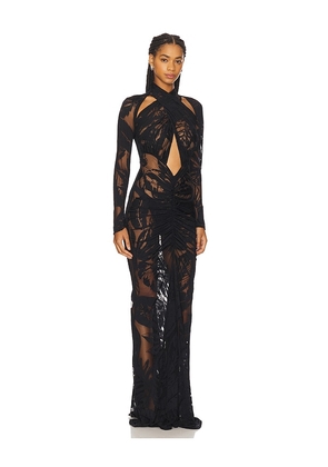 Lapointe Burnout Jersey Halter Ruched Gown in Black. Size 2. Also in 0, 4.