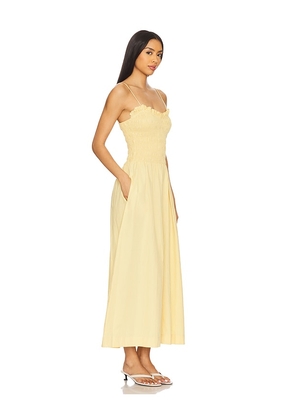 SWF Ruffled Bodice Midi Dress in Yellow. Size L. Also in M, S, XS.