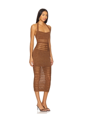 retrofete Jaycee Crochet Dress in Brown. Size L. Also in M, XL.