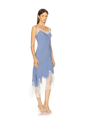 Prabal Gurung Bias Flare Hem Midi Dress in Blue. Size 4. Also in 0, 2, 6, 8.