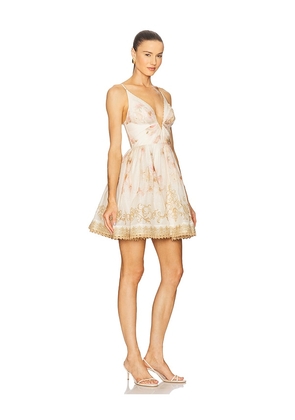 Zimmermann V Neck Mini Dress in Cream. Size 0/XS. Also in 1/S, 2/M, 3/L.