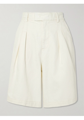 The Frankie Shop - Xavier Pleated Denim Shorts - Ecru - x small,small,medium,large,x large