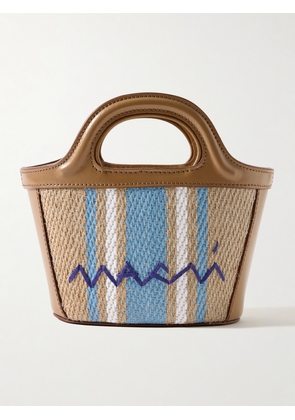 Marni - Tropicalia Micro Leather And Embroidered Striped Faux Raffia Tote - Brown - One size