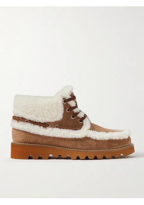 Valentino Garavani - Palm Avenue Shearling-trimmed Suede Ankle Boots - Brown - IT35,IT35.5,IT36,IT36.5,IT37,IT37.5,IT38,IT38.5,IT39,IT39.5,IT40,IT40.5,IT41,IT41.5,IT42