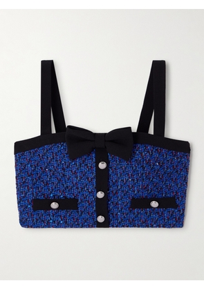 Alessandra Rich - Embellished Cropped Cady-trimmed Tweed Top - Blue - IT36,IT38,IT40,IT42,IT44