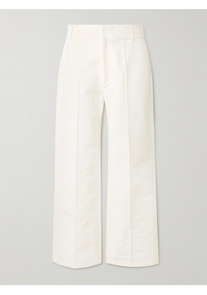 DESTREE - Yoshitomo Pleated Cotton-blend Faille Straight-leg Pants - Ecru - FR 34,FR 36,FR 38,FR 40,FR 42,FR 44