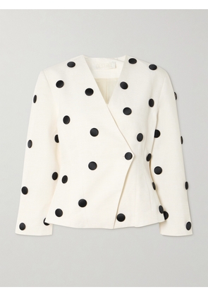 DESTREE - Aloise Embellished Polka-dot Cotton-blend Faille Blazer - White - x small,small,medium,large