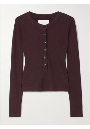 Citizens of Humanity - Varra Ribbed Stretch Cotton And Lyocell-blend Henley Top - Burgundy - x small,small,medium,large,x large