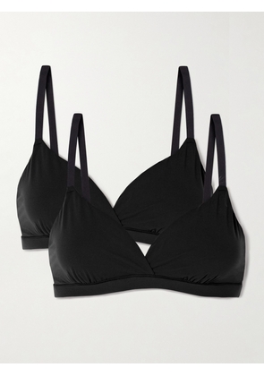 SKIMS - Fits Everybody Crossover Bralette Two-pack - Onyx - Black - XXS,XS,S,M,L,XL,2XL
