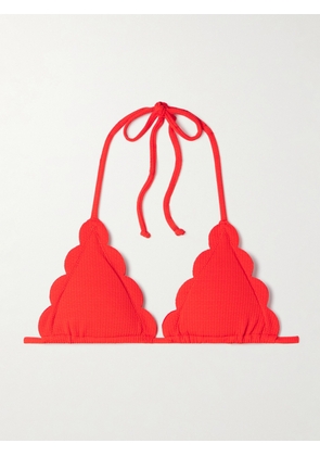 Marysia - Broadway Scalloped Seersucker Triangle Bikini Top - Red - x small,small,medium,large