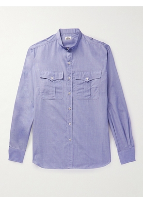 SEBLINE - Safari Grandad-Collar Cotton-Poplin Shirt - Men - Blue - EU 39