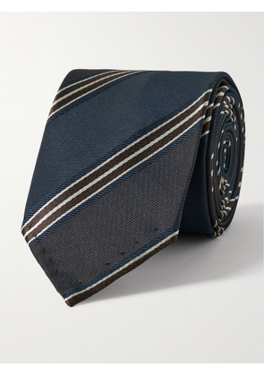 Lardini - 6cm Striped Silk-Gabardine Tie - Men - Blue