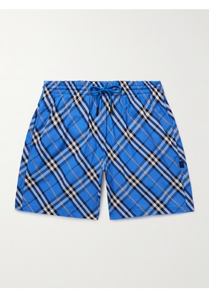 Burberry - Straight-Leg Mid-Length Checked Swim Shorts - Men - Blue - S