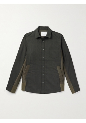 Sacai - Shell-Trimmed Prince of Wales Checked Wool Shirt - Men - Brown - 1