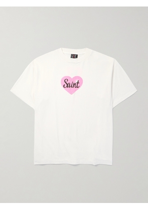 SAINT MXXXXXX - Heart Logo-Print Cotton-Jersey T-Shirt - Men - White - S