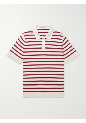 Brunello Cucinelli - Striped Cotton Polo Shirt - Men - Red - IT 46