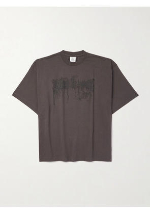 VETEMENTS - Oversized Logo-Print Cotton-Jersey T-Shirt - Men - Brown - XS