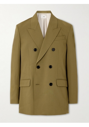 AMI PARIS - Double-Breasted Wool-Tricotine Blazer - Men - Green - IT 46