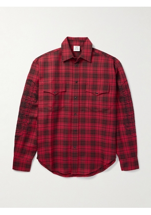 VETEMENTS - Logo-Embroidered Checked Wool Shirt - Men - Red - XS