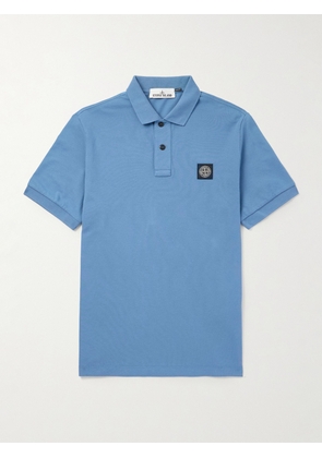 Stone Island - Logo-Appliquéd Cotton-Blend Piqué Polo Shirt - Men - Blue - S