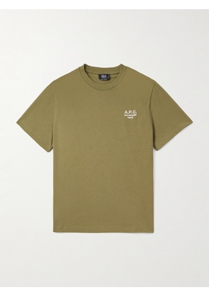 A.P.C. - Logo-Embroidered Cotton-Jersey T-Shirt - Men - Green - XS