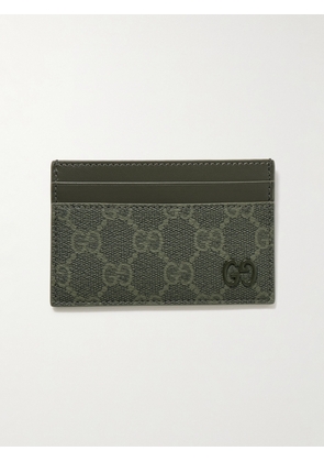 Gucci - GG Supreme Monogrammed Coated-Canvas and Leather Cardholder - Men - Gray