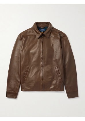 Polo Ralph Lauren - Maxwell Logo-Embroidered Leather Jacket - Men - Brown - S