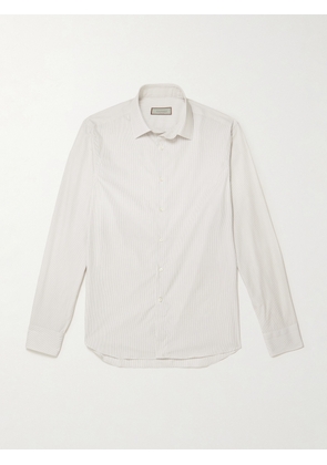 Canali - Pinstriped Cotton Shirt - Men - Brown - EU 37