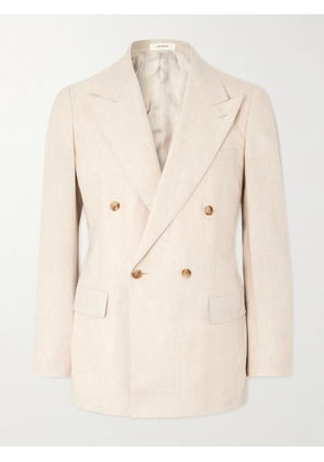 UMIT BENAN - Richard Double-Breasted Linen and Wool-Blend Suit Jacket - Men - Neutrals - IT 46