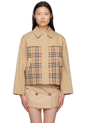 Burberry Tan Check Panel Jacket