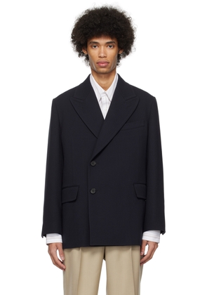 AURALEE Navy Double-Breasted Blazer