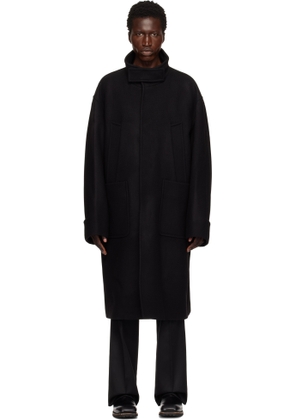 WOOYOUNGMI Black Wool Blend High Neck Coat