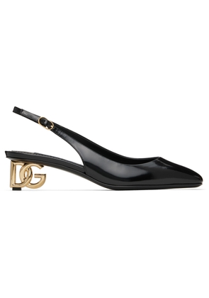 Dolce & Gabbana Black Patent Leather Slingback Heels