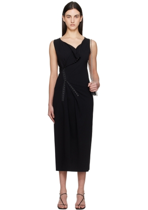 MM6 Maison Margiela Black Cotton Rib Hook-Eye Midi Dress