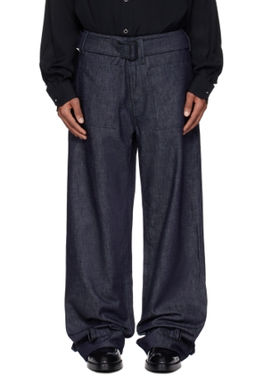 Mugler Navy Raw Denim Jeans
