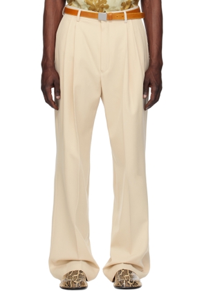 Dries Van Noten Beige Wool Straight Trousers
