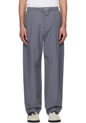 AMOMENTO Gray Belted Tuck Banding Trousers