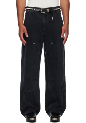 Enfants Riches Déprimés Black Double Knee Paint Denim Trousers