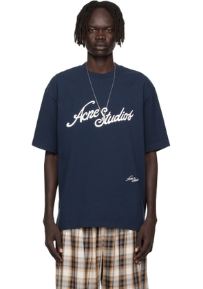 Acne Studios Navy Logo Relaxed Fit T-shirt